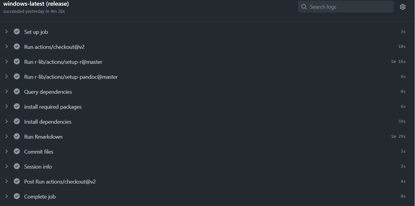 Github Workflow Log