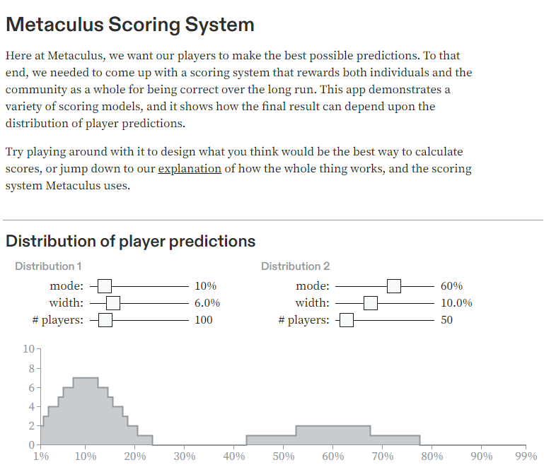 Image showing the Metaculus scoring system page